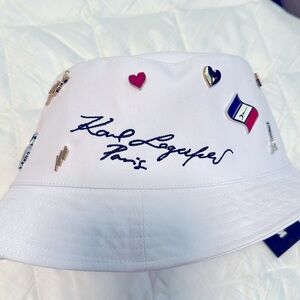 Designer Karl Lagerfeld Unisex White Bucket Hat — NWT